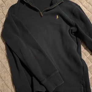 Ralph Lauren Men’s Black Half-Zip Sweater with Gold Pony